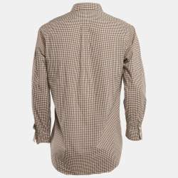 Pre Owned Ralph Lauren Brown Gingham Checks Stretch Cotton Shirt M