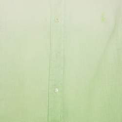 Pre Owned Ralph Lauren Green Ombre Linen Button Down Shirt M