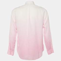 Pre Owned Ralph Lauren Pink Ombre Linen Button Down Shirt M