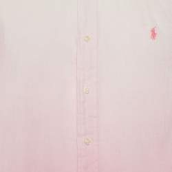 Pre Owned Ralph Lauren Pink Ombre Linen Button Down Shirt M