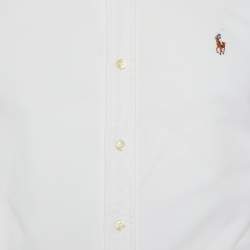 Pre Owned Ralph Lauren White Cotton Slim Fit Button Down Shirt S