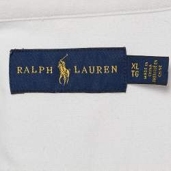 Pre Owned Ralph Lauren White Cotton Distressed and Raw Edge Detail Shirt XL