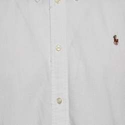 Pre Owned Ralph Lauren White Cotton Distressed and Raw Edge Detail Shirt XL