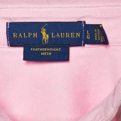 Ralph Lauren Pink Cotton Featherweight Mesh Button Down Shirt L