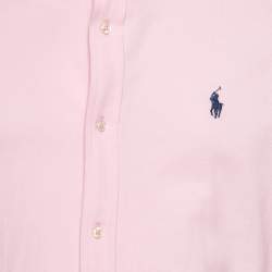 Ralph Lauren Pink Cotton Featherweight Mesh Button Down Shirt L