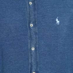 Ralph Lauren Blue Cotton Featherweight Mesh Button Down Shirt M
