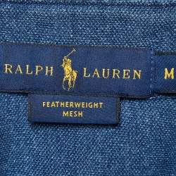 Ralph Lauren Blue Cotton Featherweight Mesh Button Down Shirt M