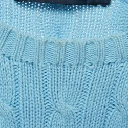 Pre Owned Ralph Lauren Blue Cable Knit Crew Neck Sweater M