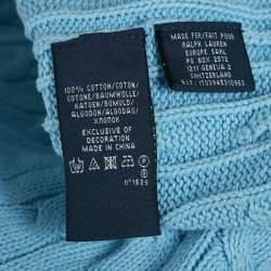 Pre Owned Ralph Lauren Blue Cable Knit Crew Neck Sweater M