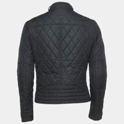 Pre Owned Ralph Lauren Black Nylon Zip-Up Quilted Biker Jacket S