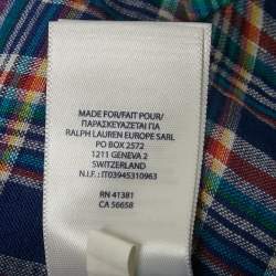 Ralph Lauren Blue Tartan Checks Sea Soft Linen Shirt S