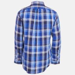Pre Owned Ralph Lauren Blue Tartan Check Cotton Long Sleeve Shirt M