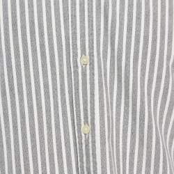 Pre Owned Ralph Lauren Grey Striped Cotton Long Sleeve Shirt M