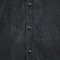 Ralph Lauren Black Linen Button Front Shirt L