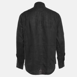 Ralph Lauren Black Linen Button Front Shirt L