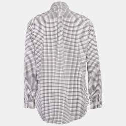 Pre Owned Ralph Lauren White/Blue Checks Cotton Custom Fit Shirt XL