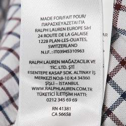 Pre Owned Ralph Lauren White/Blue Checks Cotton Custom Fit Shirt XL