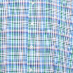 Pre Owned Ralph Lauren Blue/Green Checks Cotton Classic Fit Shirt XXL