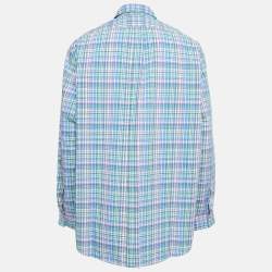 Pre Owned Ralph Lauren Blue/Green Checks Cotton Classic Fit Shirt XXL