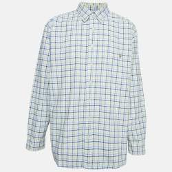 Pre Owned Ralph Lauren Yellow/Blue Checks Cotton Long Sleeve Shirt XXL