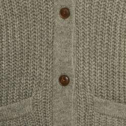 Pre Owned Ralph Lauren Grey Wool Blend Knit Buttoned Cardigan M