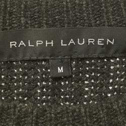 Pre Owned Ralph Lauren Black Wool Patch Detail Long Sleeve Jumper M