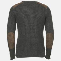 Pre Owned Ralph Lauren Black Wool Patch Detail Long Sleeve Jumper M
