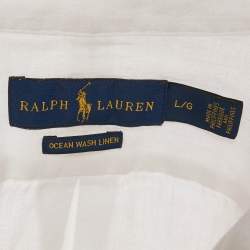 Ralph Lauren White Linen Button Front Shirt L