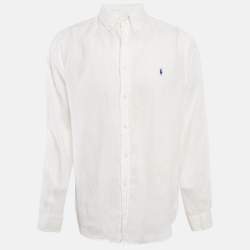 Ralph Lauren White Linen Button Front Shirt L