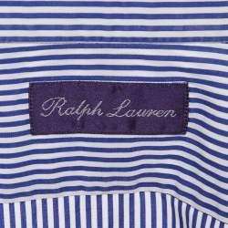 Ralph Lauren Blue Striped Cotton Full Sleeve Shirt XL