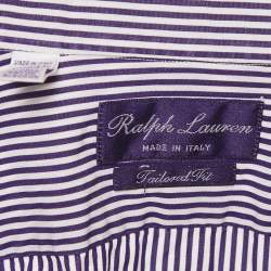 Ralph Lauren Purple Striped Cotton Full Sleeve Shirt L