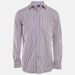 Ralph Lauren Purple Striped Cotton Full Sleeve Shirt L