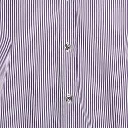 Ralph Lauren Purple Striped Cotton Full Sleeve Shirt L