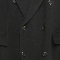 Pre Owned Chaps Ralph Lauren Vintage Black Wool Felt Double Breasted Coat XXL