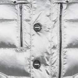 Pre Owned Ralph Lauren Black Label Silver Satin Quilted Down Jacket L