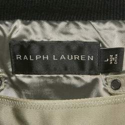 Pre Owned Ralph Lauren Black Label Silver Satin Quilted Down Jacket L