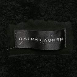 Pre Owned Ralph Lauren Black Shearling and Suede Military Bomber Jacket M