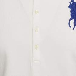 Pre Owned Ralph Lauren White Embroidered Polo Pony Cotton Polo T-Shirt XL