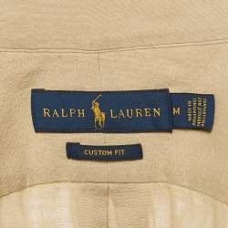 Pre Owned Ralph Lauren Camel Brown Logo Embroidered Cotton Custom Fit Shirt M