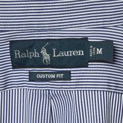 Pre Owned Ralph Lauren Blue Striped Cotton Custom Fit Shirt M