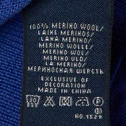 Pre Owned Ralph Lauren Sports Blue Logo Embroidered Wool V-Neck Sweater S 