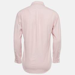 Pre Owned Ralph Lauren Pink Logo Embroidered Cotton Slim Fit Shirt M