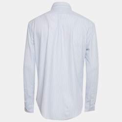 Pre Owned Ralph Lauren Blue Striped Knit Oxford Shirt L