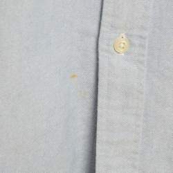 Pre Owned Ralph Lauren Blue Cotton Custom Fit Button Front Shirt M