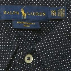 Pre Owned Ralph Lauren Navy Blue Dotted Cotton Feather Light Mesh Shirt XXL