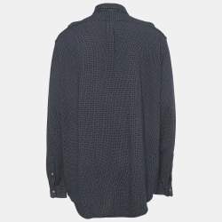 Pre Owned Ralph Lauren Navy Blue Dotted Cotton Feather Light Mesh Shirt XXL