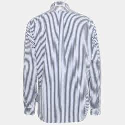 Pre Owned Ralph Lauren White /Blue Striped Cotton Slim Fit Shirt XL