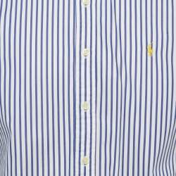 Pre Owned Ralph Lauren White /Blue Striped Cotton Slim Fit Shirt XL
