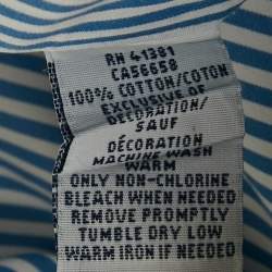 Pre Owned قميص رالف لورين أكمام كاملة قطن مقلم أزرق مقاس ضخم جداً