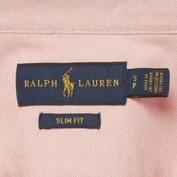 مملوكة مسبقًا قميص رالف لورين كم طويل قطن وردي مقاس صغير